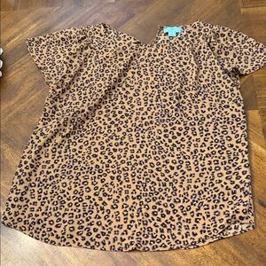CeCe Brown Leopard Print Blouse
